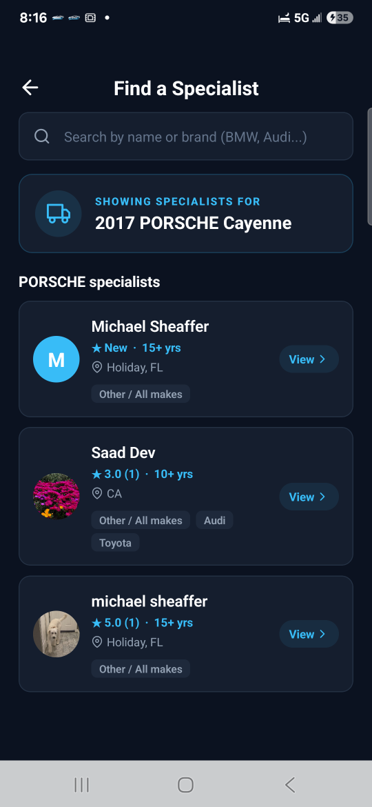 RecWrench — finding a local brand specialist for your car